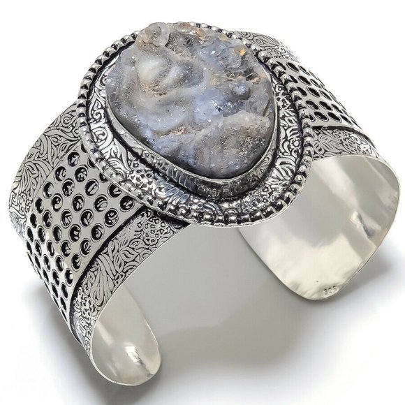 Hand Crafted Jewelry - Handmade Dessert Rose Druzy 925 Bracelet